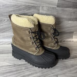 L.L.Bean Women’s 8 Insulated Winter Snow Boots Brown Shearling Duck Boots USA